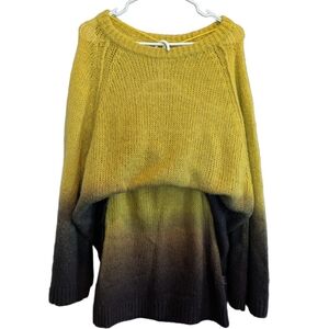 Free People Fade Away Sweater Skirt Set Green Brown Ombre Alpaca Wool Size XS